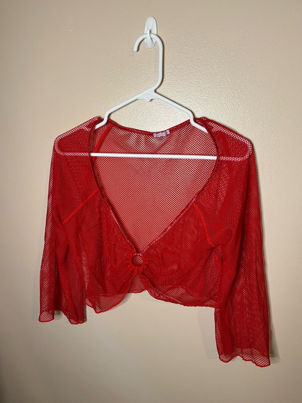 Savage X Fenty Red Mesh Tie-Front Crop Top NWOT